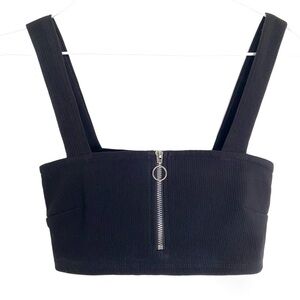 TWIIN Circa Zip Front Ribbed Crop Top